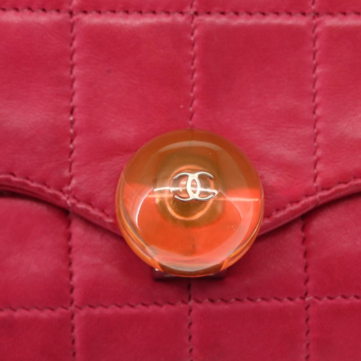 Chanel Chocolate Bar CC Clutch Quilted Leather, PINK, LEATHER, Clutche & pouche