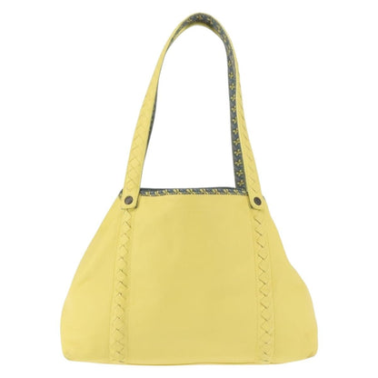 Bottega Veneta A-Shape Tote Leather with Intrecciato Detail, YELLOW, LEATHER, Shoulder bag