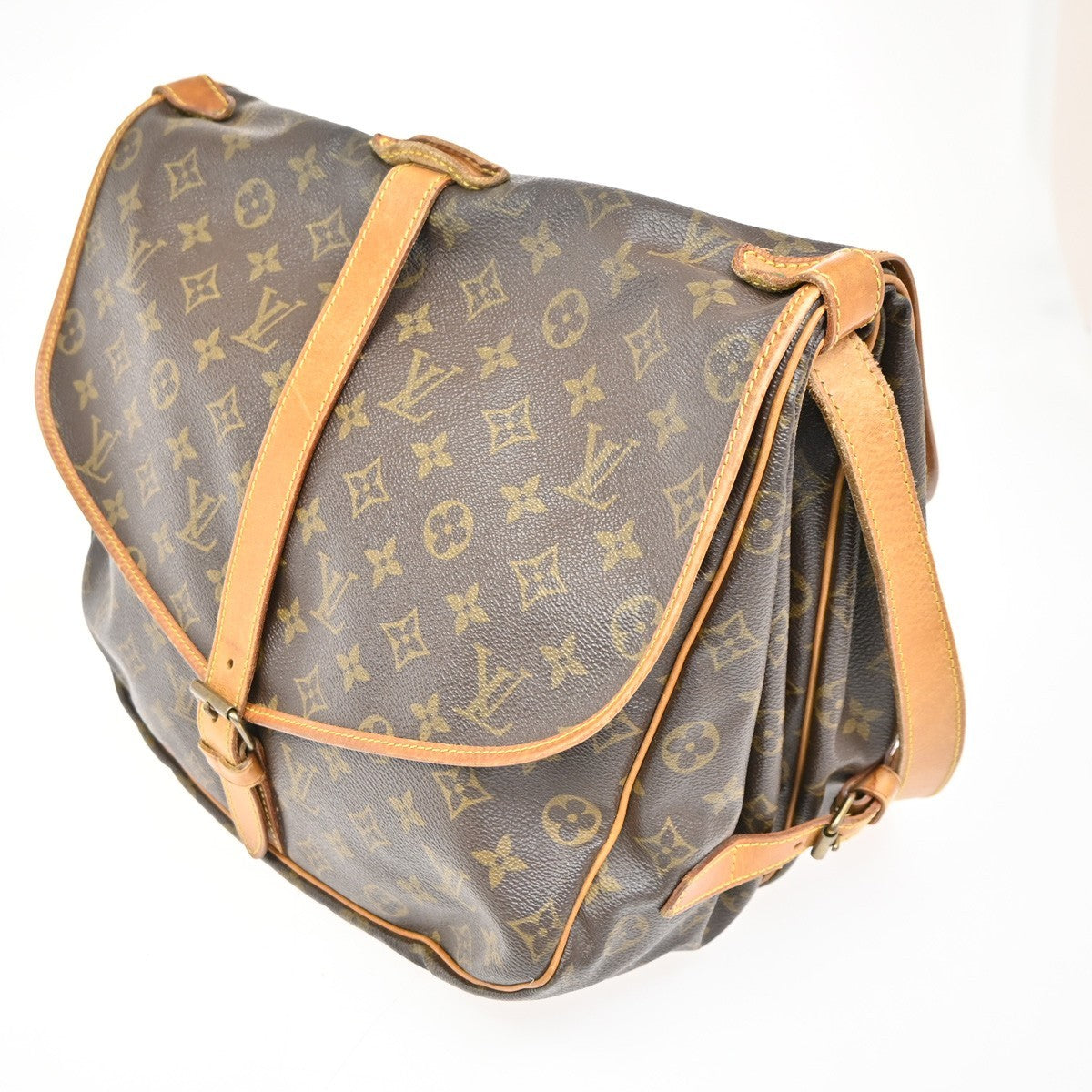 Louis Vuitton Saumur Handbag Monogram Canvas, BROWN, CANVAS, Shoulder bag