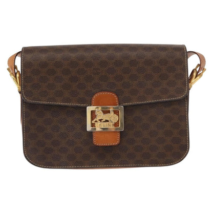 Celine Macadam Shoulder Bag PVC Leather, BROWN, CANVAS, Shoulder bag
