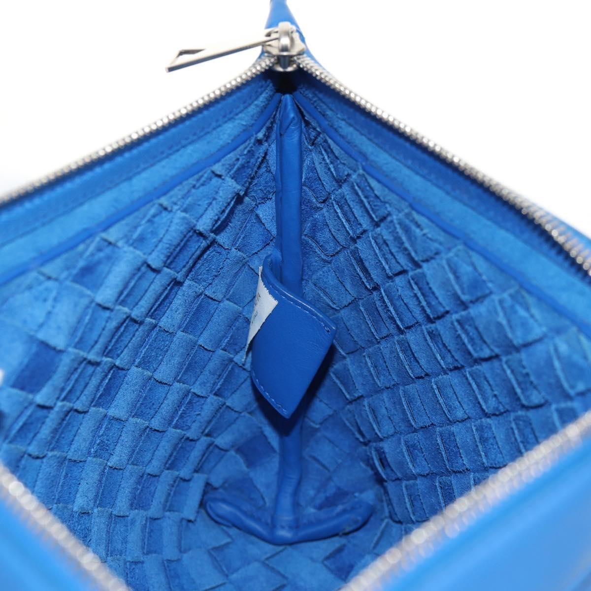 Bottega Veneta Zip Pouch Intrecciato Nappa, BLUE, LEATHER, Clutche & pouche