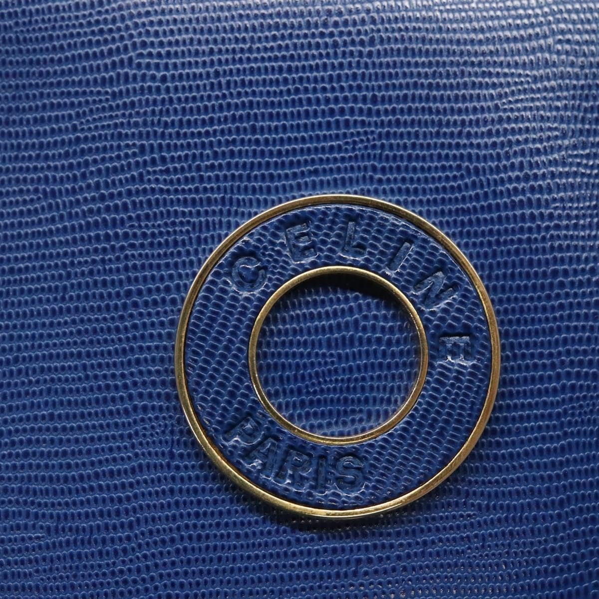 Celine Circle Logo Handbag Leather, BLUE, LEATHER, Handbag