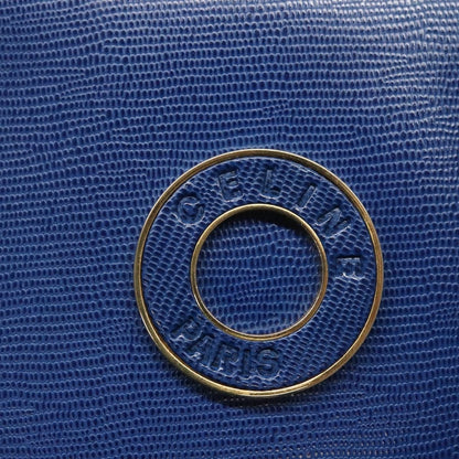 Celine Circle Logo Handbag Leather, BLUE, LEATHER, Handbag