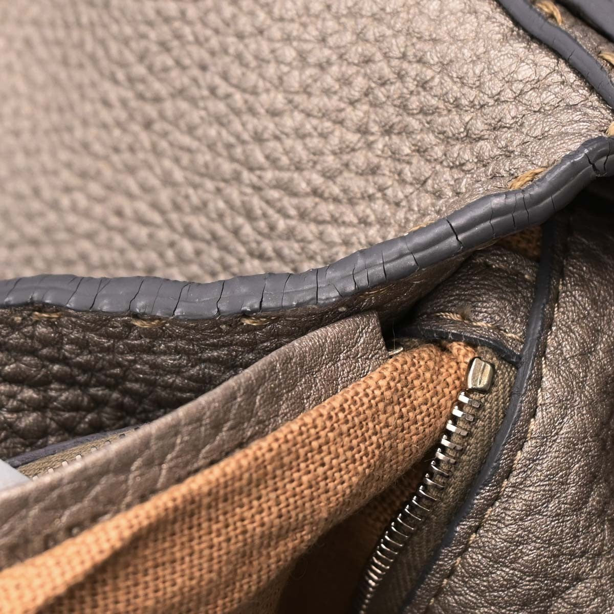 Fendi Selleria Baguette Bag Leather, GRAY, LEATHER, Handbag