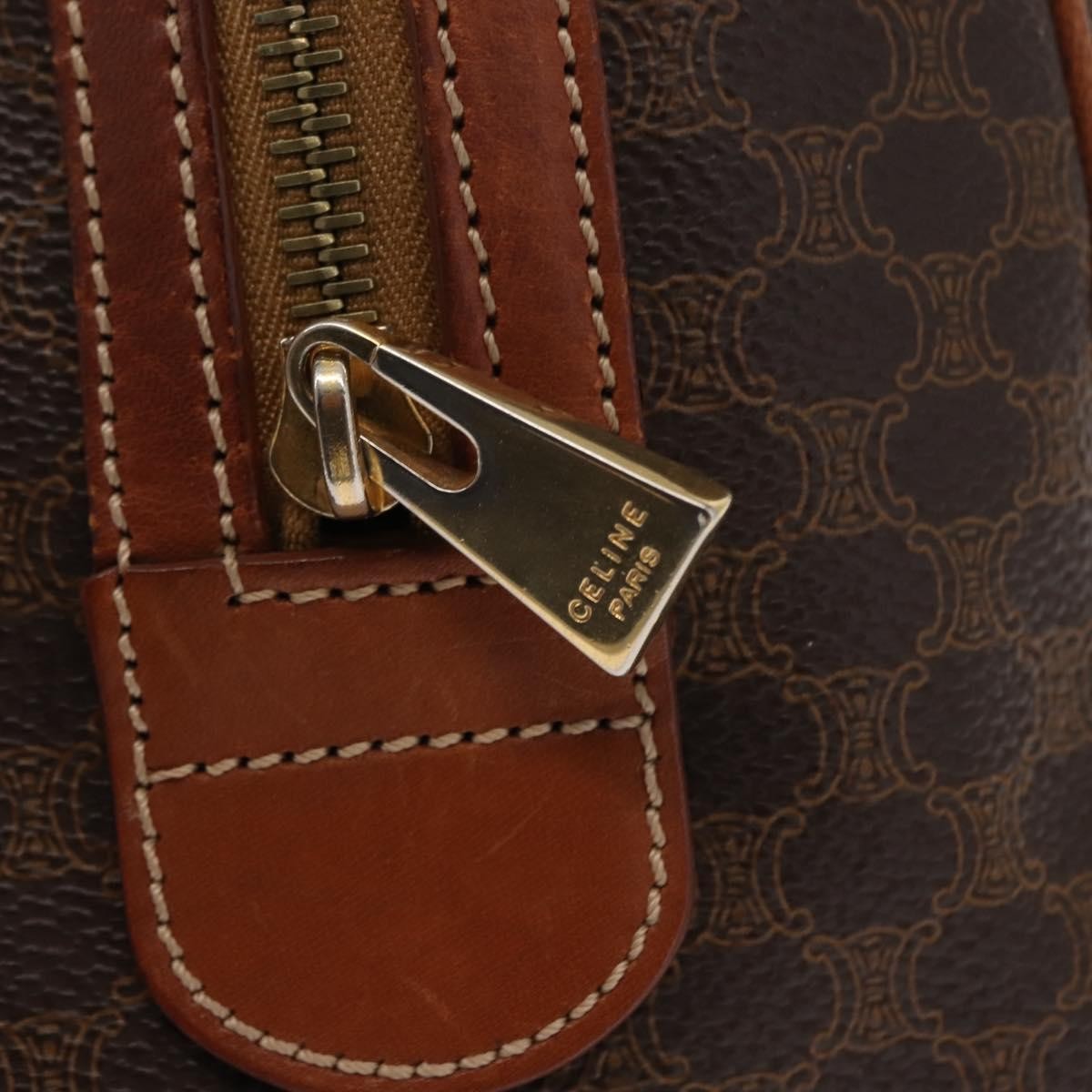 Celine Macadam Handbag Macadam with leather, BROWN, CANVAS, Handbag