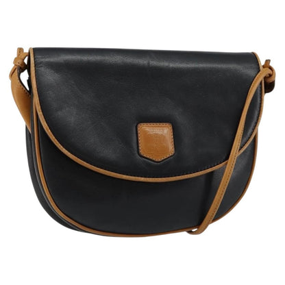 Celine Vintage Flap Shoulder Bag Leather, NAVY, LEATHER, Shoulder bag