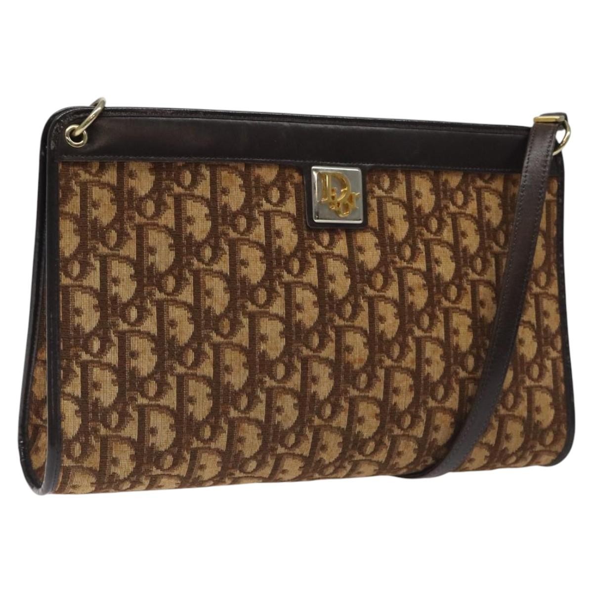Christian Dior Vintage Trotter Shoulder Bag Canvas, BROWN, CANVAS, Shoulder bag