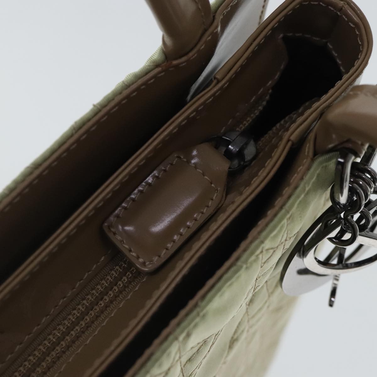 Christian Dior Vintage Tote Cannage Quilt Nylon, BEIGE, NYLON, Tote bag