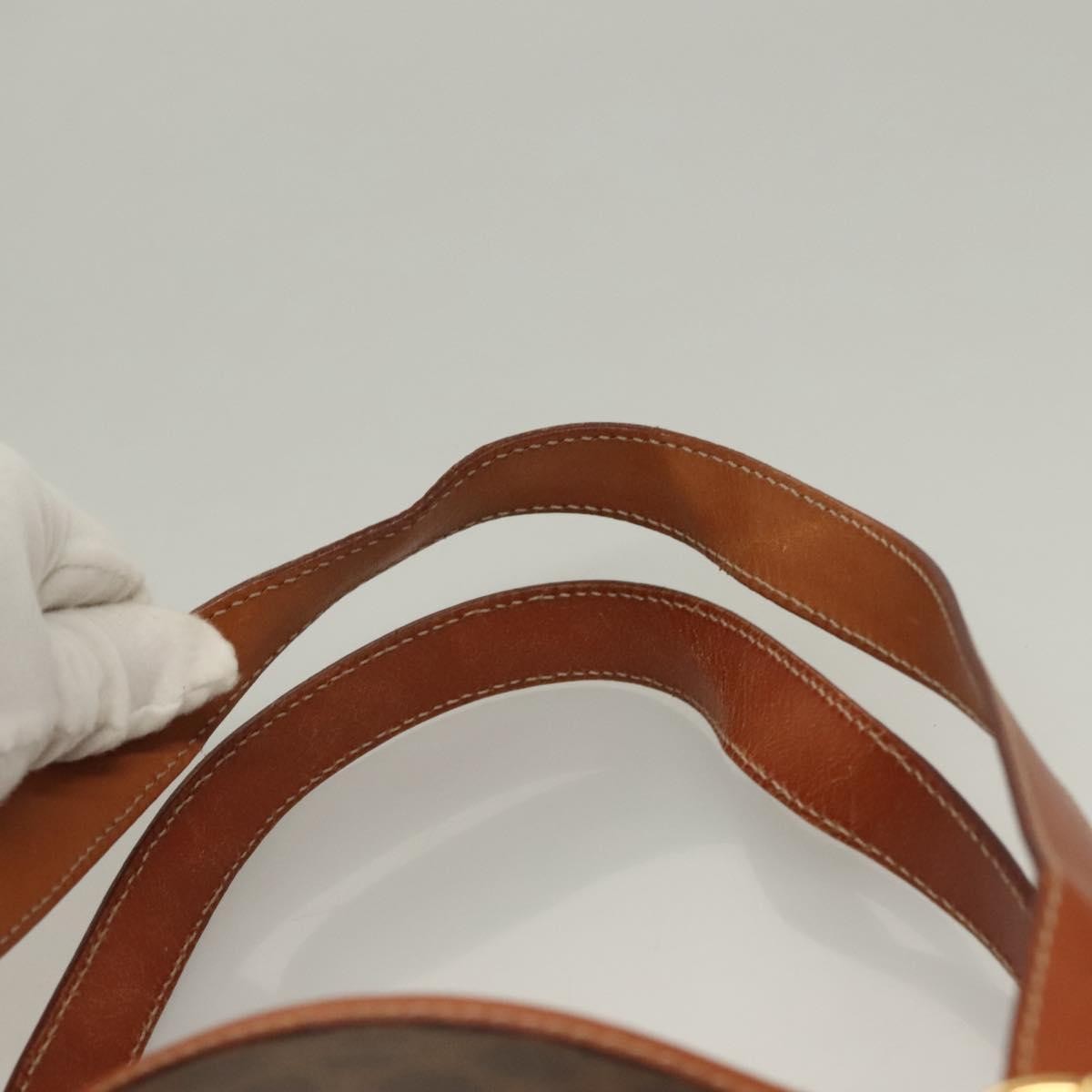 Celine Vintage Macadam Handbag Leather, BROWN, LEATHER, Handbag