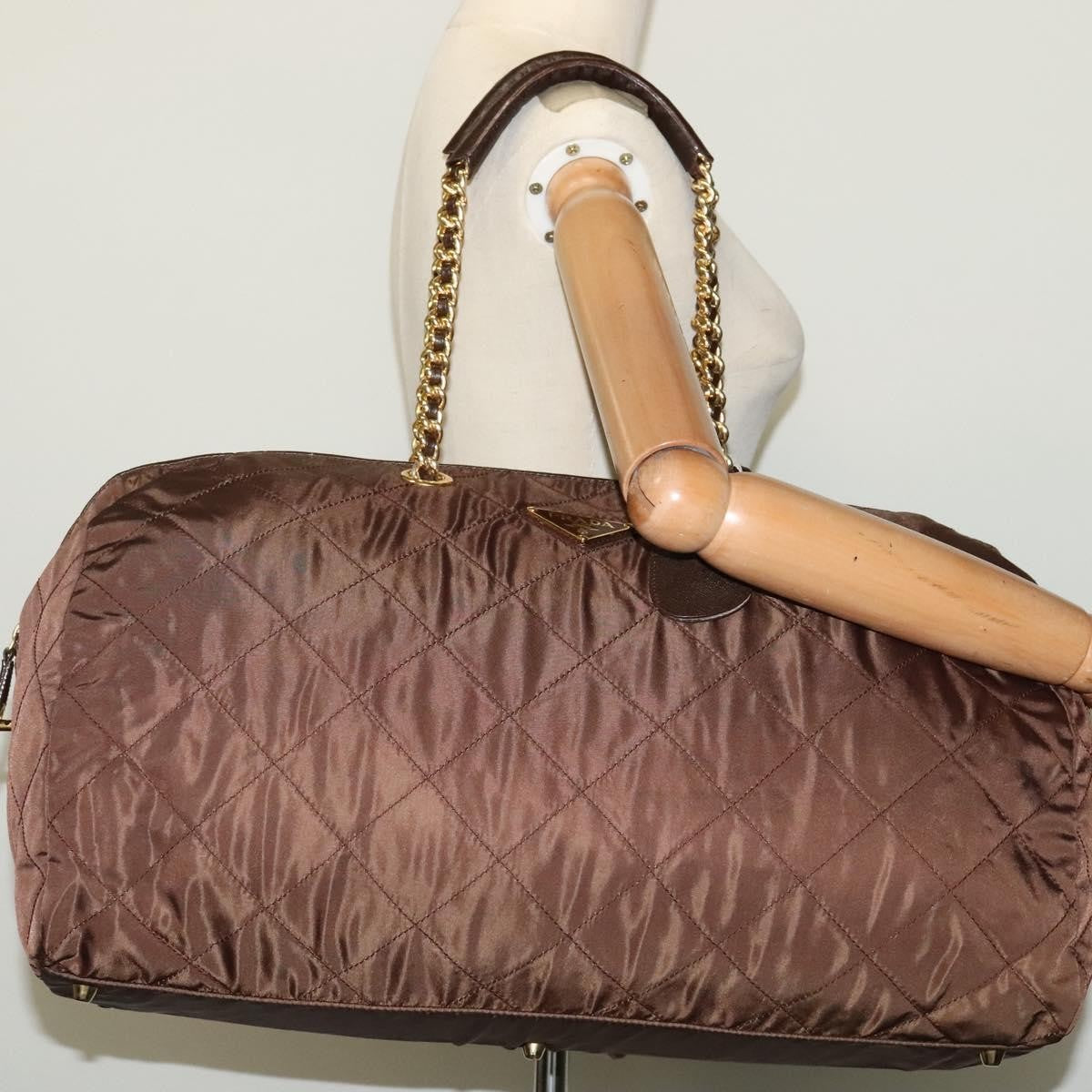 Prada Boston Bag Quilted tessuto, BROWN, NYLON, Travel bag