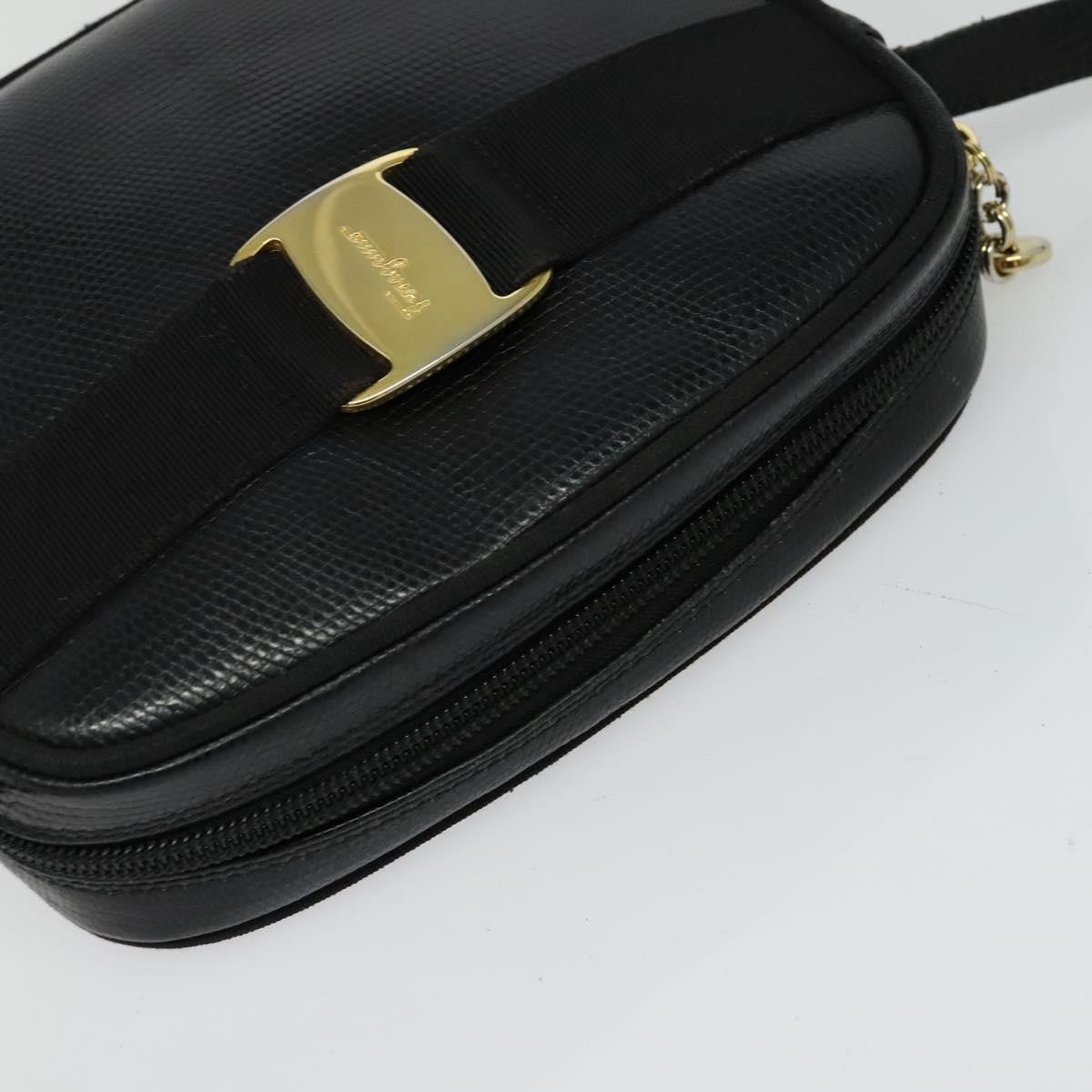 Salvatore Ferragamo Vara Bow camera Shoulder Bag Leather, BLACK, LEATHER, Shoulder bag