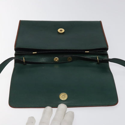 Celine Vintage Triomphe Flap Bag Leather, GREEN, LEATHER, Shoulder bag