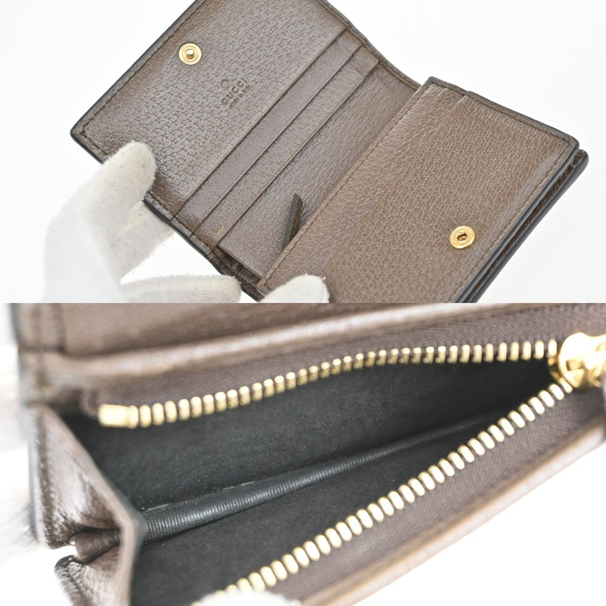 Gucci Ophidia Flap Card Case GG Coated Canvas, BROWN, CANVAS, Wallets