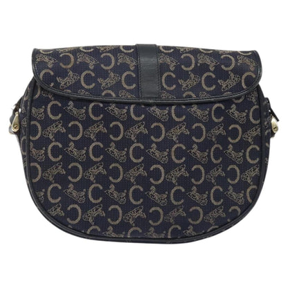 Celine C Sulky Shoulder bag Canvas and Leather, NAVY, CANVAS, Shoulder bag
