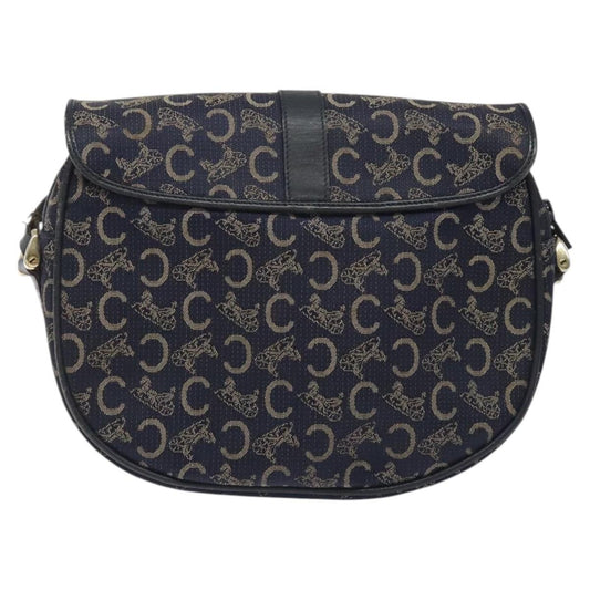 Celine C Sulky Shoulder bag Canvas and Leather, NAVY, CANVAS, Shoulder bag