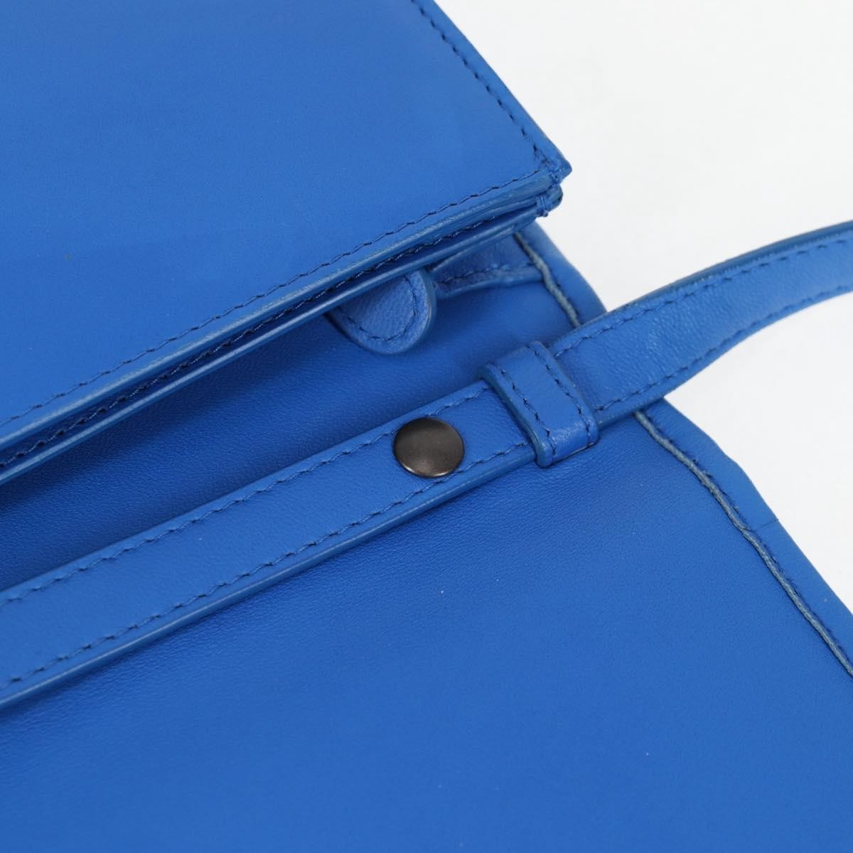 Bottega Veneta Clip Flap Bag Leather, Blue, Leather, Shoulder Bag