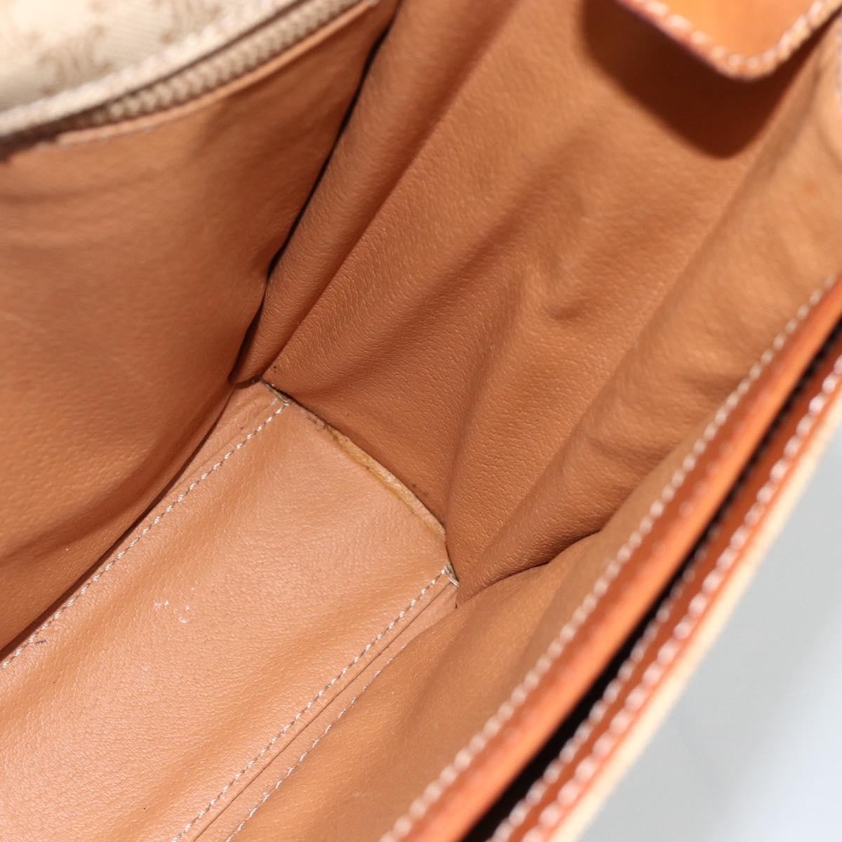 Celine Vintage Macadam Circle Logo Shoulder Bag Canvas and Leather, Beige, Canvas, Shoulder Bag