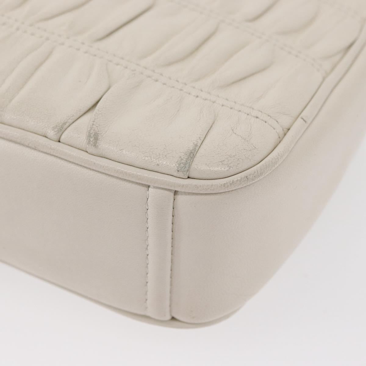 Prada Chain Flap Shoulder Bag Nappa Gaufre, WHITE, LEATHER, Shoulder bag