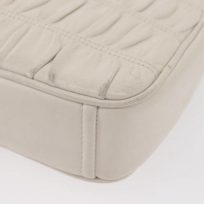 Prada Chain Flap Shoulder Bag Nappa Gaufre, WHITE, LEATHER, Shoulder bag