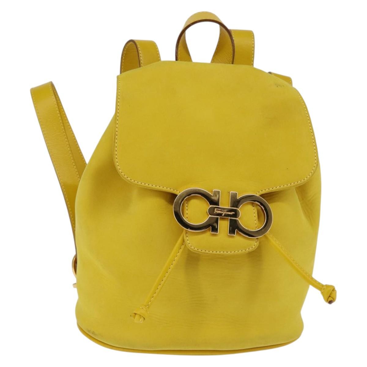 Salvatore Ferragamo Gancini Backpack Suede, YELLOW, SUEDE, Backpack