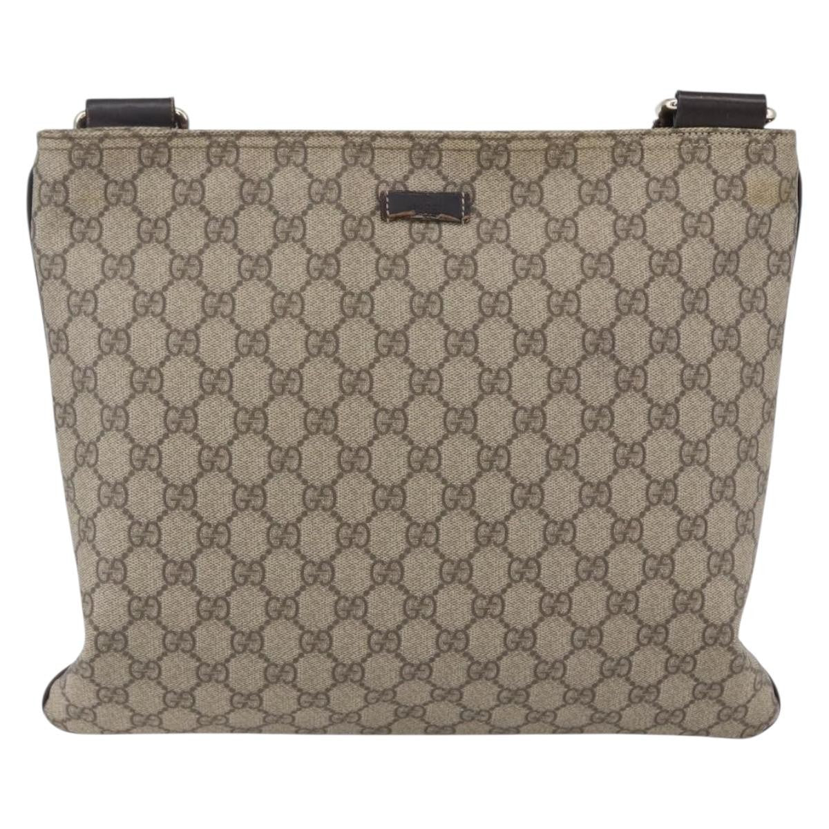 Gucci Zip Top Messenger Bag GG Coated Canvas, BEIGE, PVC, Shoulder bag