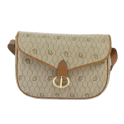 Christian Dior Vintage Honeycomb Shoulder Bag Canvas, BEIGE, CANVAS, Shoulder bag