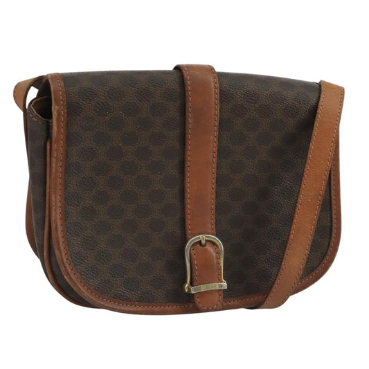 Celine Macadam Shoulder Bag PVC Leather, BROWN, CANVAS, Shoulder bag