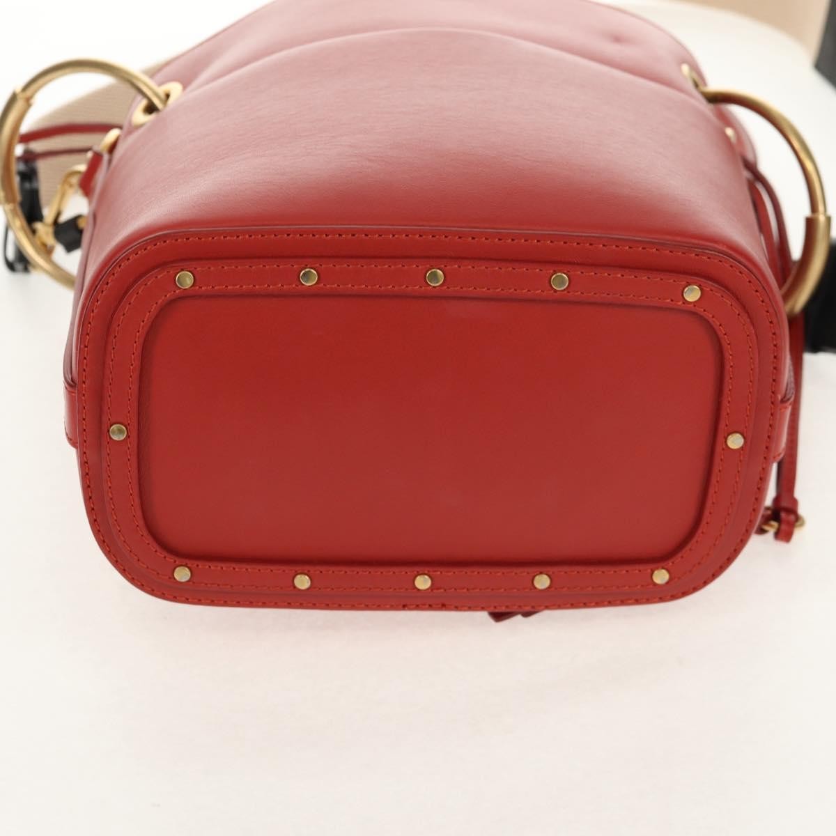 Chloe Roy Bucket Bag Leather, RED, LEATHER, Shoulder bag