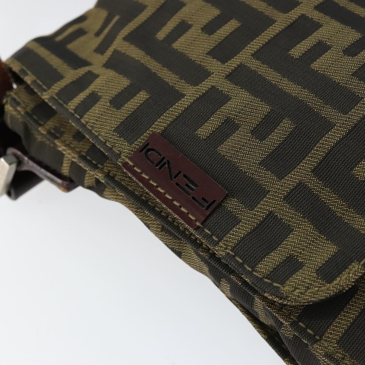 Fendi Flat Messenger Bag Zucca Canvas, BROWN, CANVAS, Shoulder bag