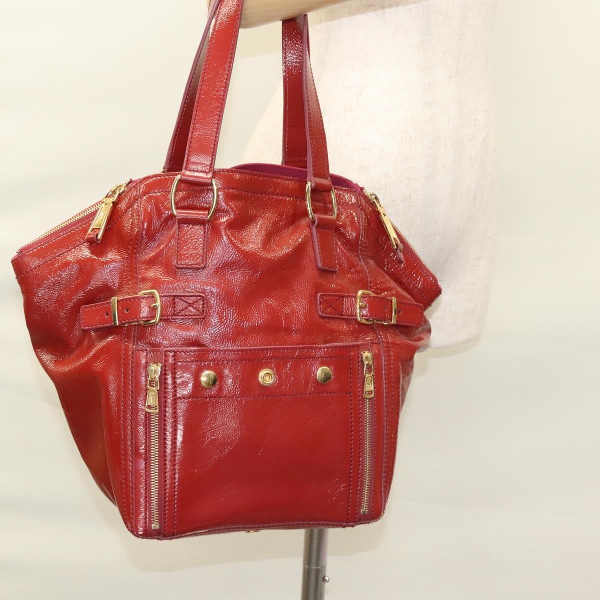 Saint Laurent Downtown Handbag Patent, RED, PATENT_LEATHER, Shoulder bag