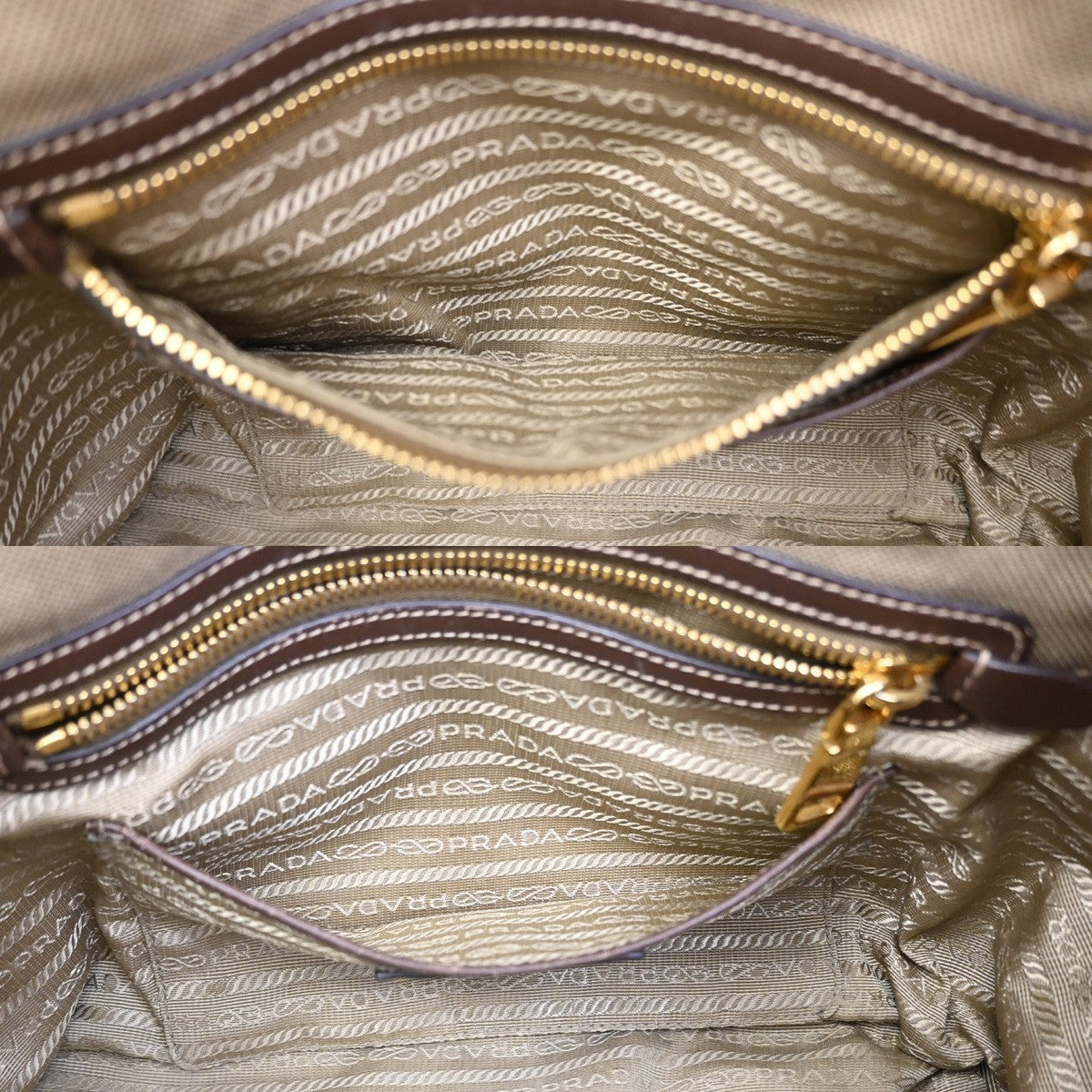 Prada Logo Convertible Tote Canvas with Leather, BROWN, CANVAS, Tote bag