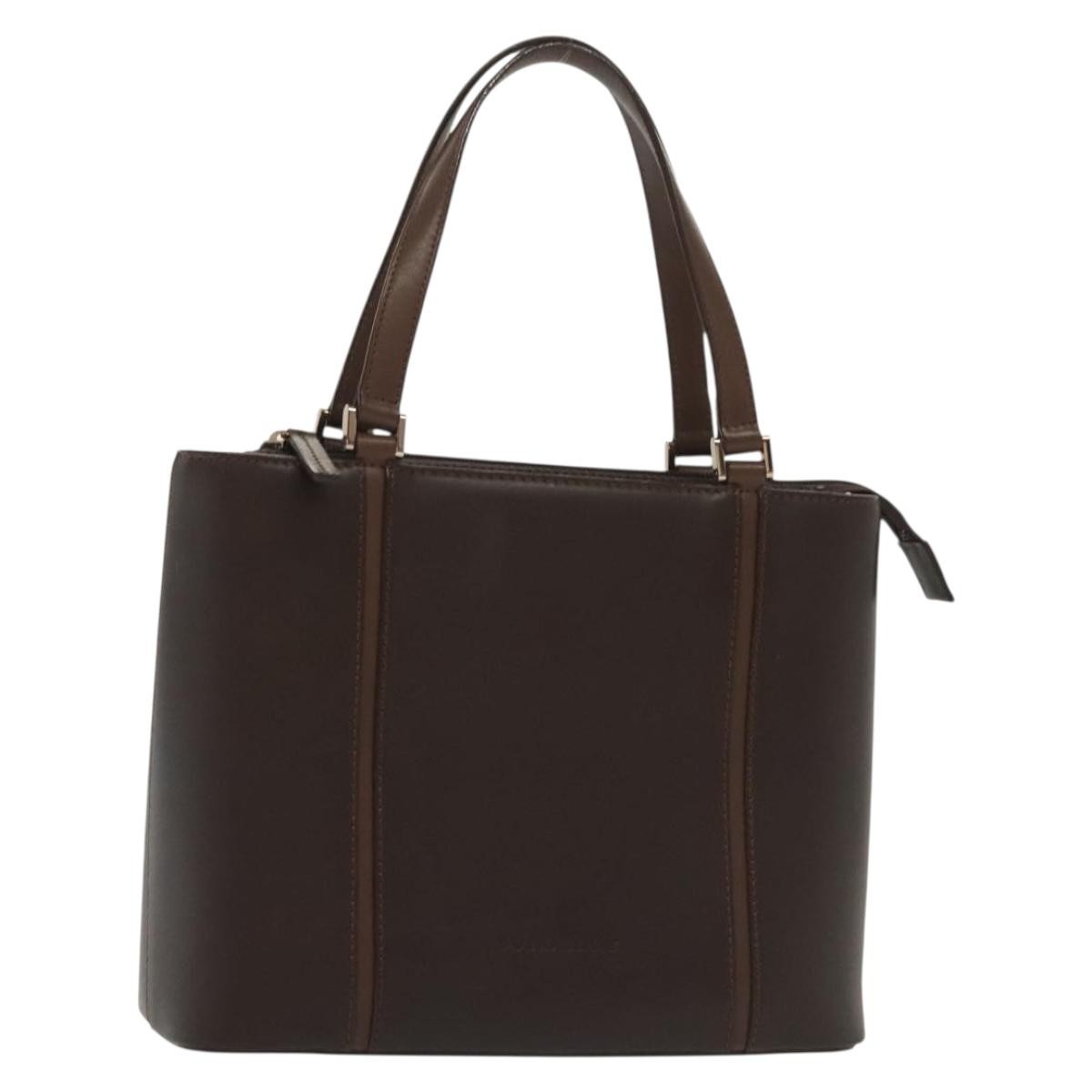 Burberry Handle Tote Leather, BROWN, LEATHER, Handbag