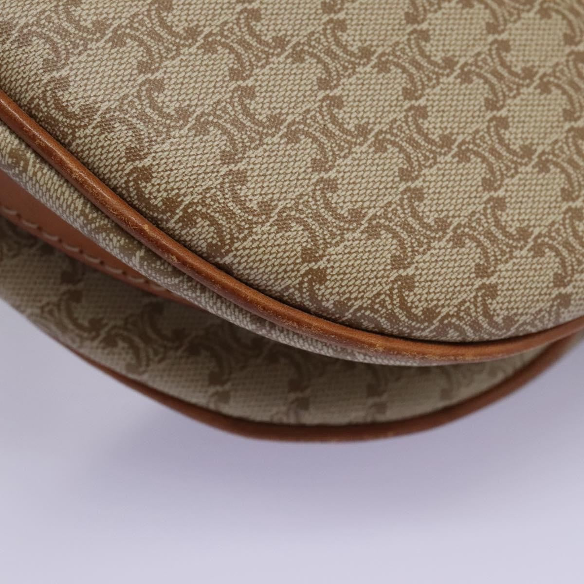 Celine Vintage Macadam Shoulder Bag Canvas and Leather, BEIGE, CANVAS, Shoulder bag