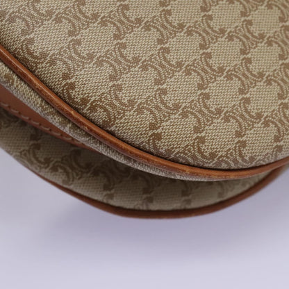 Celine Vintage Macadam Shoulder Bag Canvas and Leather, BEIGE, CANVAS, Shoulder bag