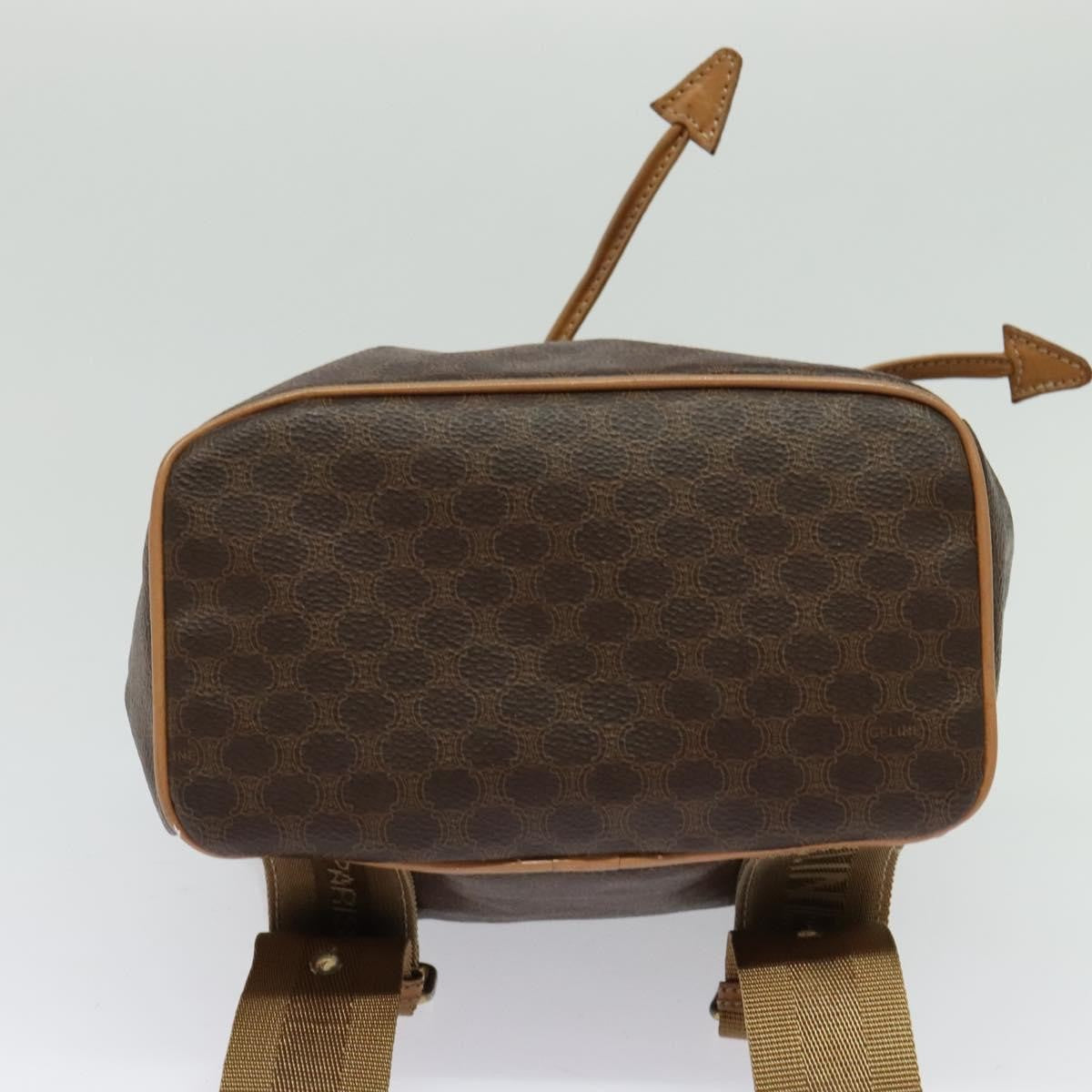 Celine Vintage Macadam Backpack Canvas and Leather, Brown, Canvas, Backpack