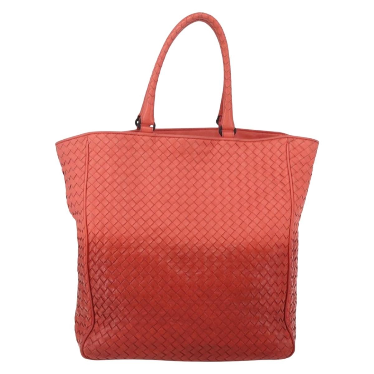 Bottega Veneta Intrecciato Tote Leather, ORANGE, LEATHER, Tote bag