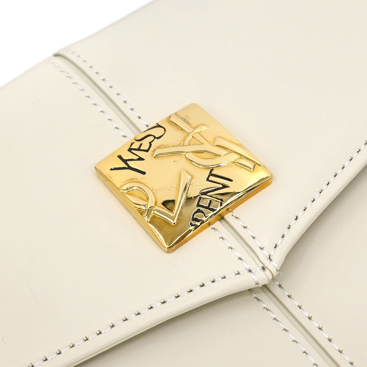 Saint Laurent Vintage Handbag Leather, WHITE, LEATHER, Handbag