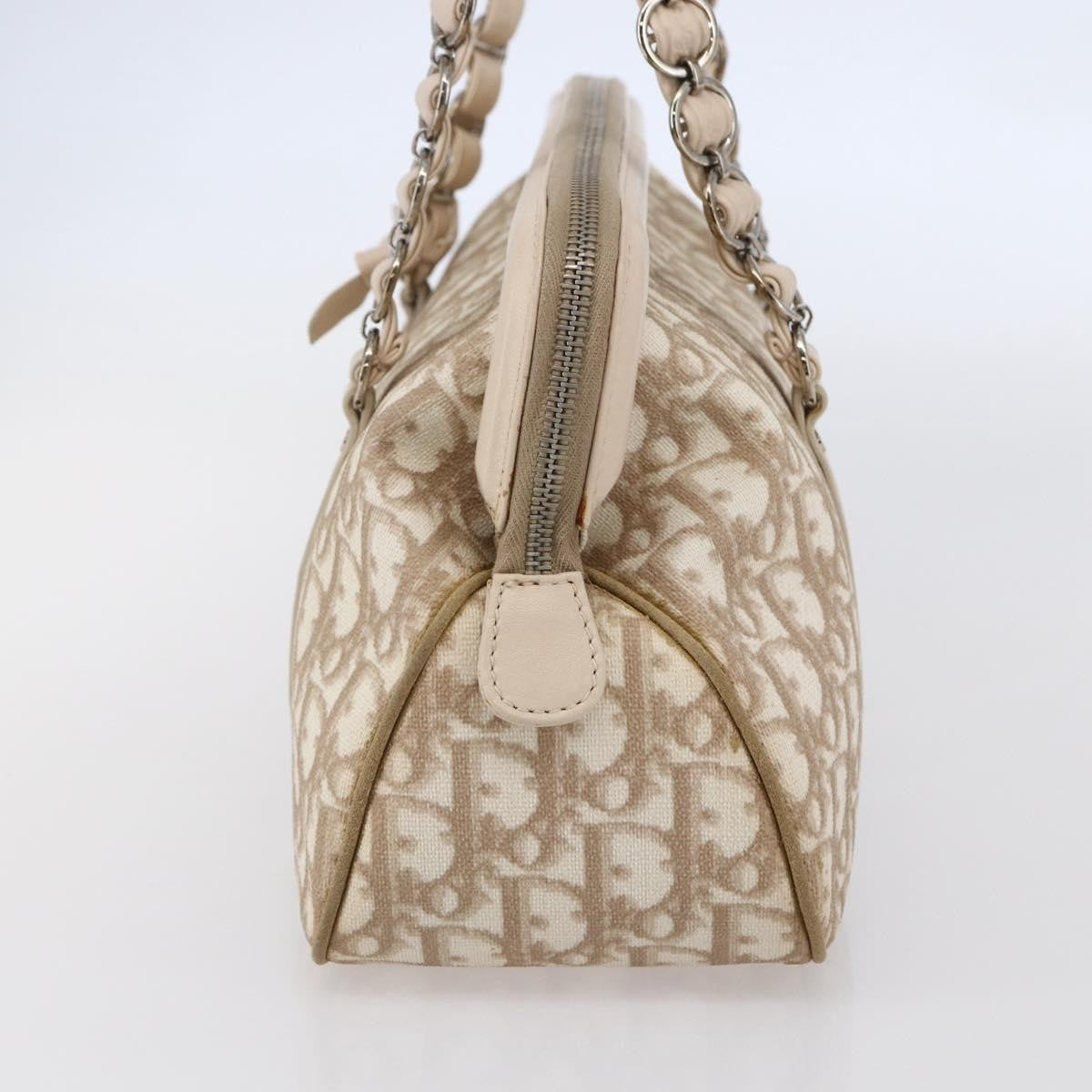 Christian Dior Vintage Trotter Romantique Zip Satchel Diorissimo Coated Canvas, BEIGE, CANVAS, Tote bag