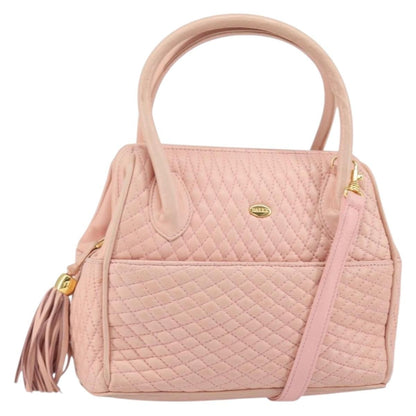 Bally Vintage Handbag Quilted Leather, PINK, LEATHER, Handbag