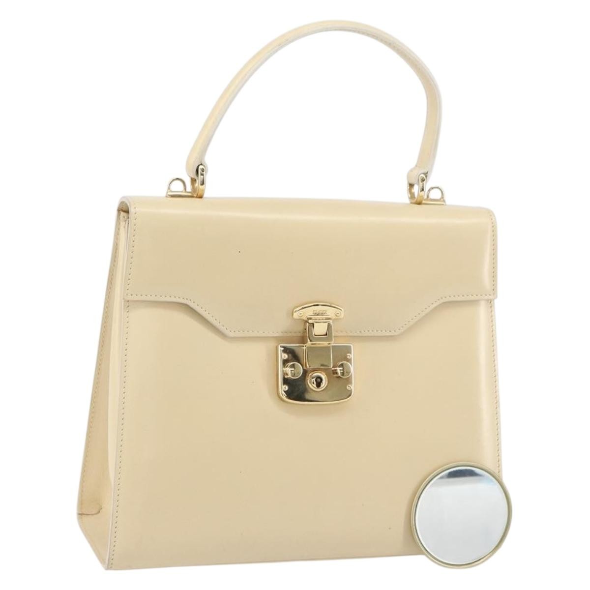 Gucci Vintage Lady Lock Top Handle Bag Leather, BEIGE, LEATHER, Handbag