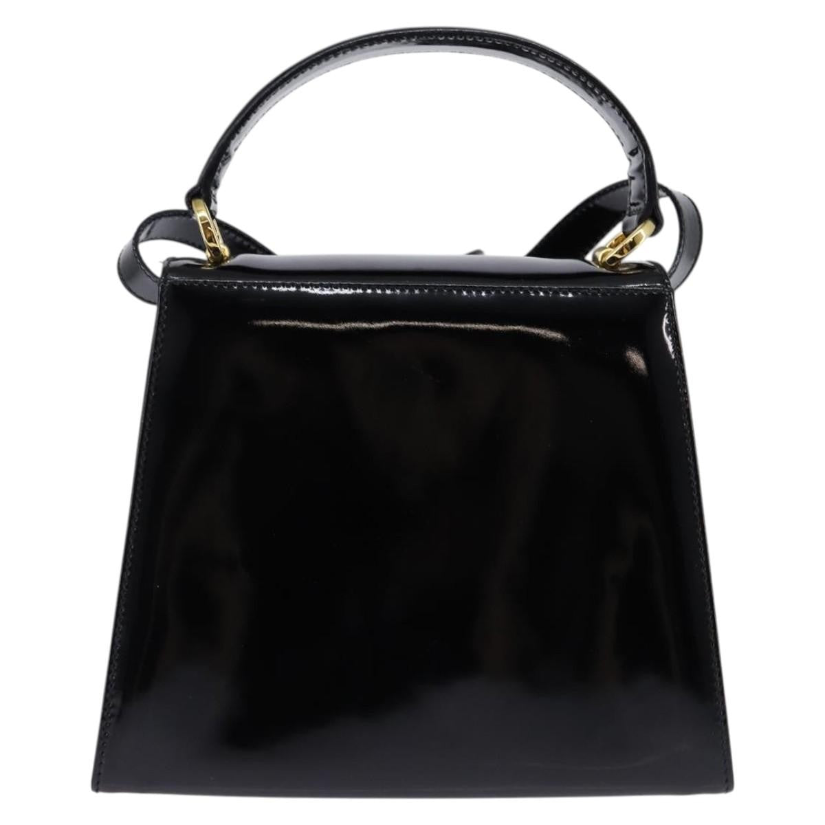 Salvatore Ferragamo Vintage Vara Bow Top Handle Bag Patent Leather, BLACK, PATENT_LEATHER, Handbag