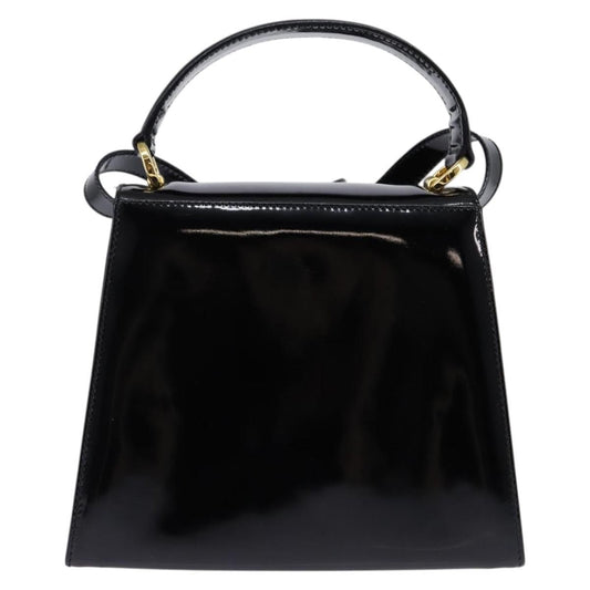 Salvatore Ferragamo Vintage Vara Bow Top Handle Bag Patent Leather, BLACK, PATENT_LEATHER, Handbag