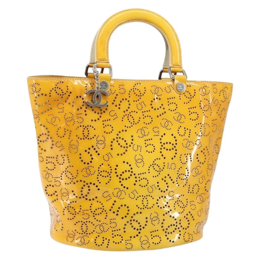 Chanel CC No.5 Shopping Tote Perforated Patent, YELLOW, PATENT_LEATHER, Tote bag