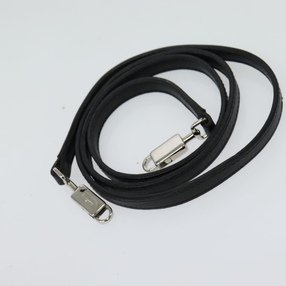 Salvatore Ferragamo Vintage Gancini Pochette Leather, BLACK, LEATHER, Handbag