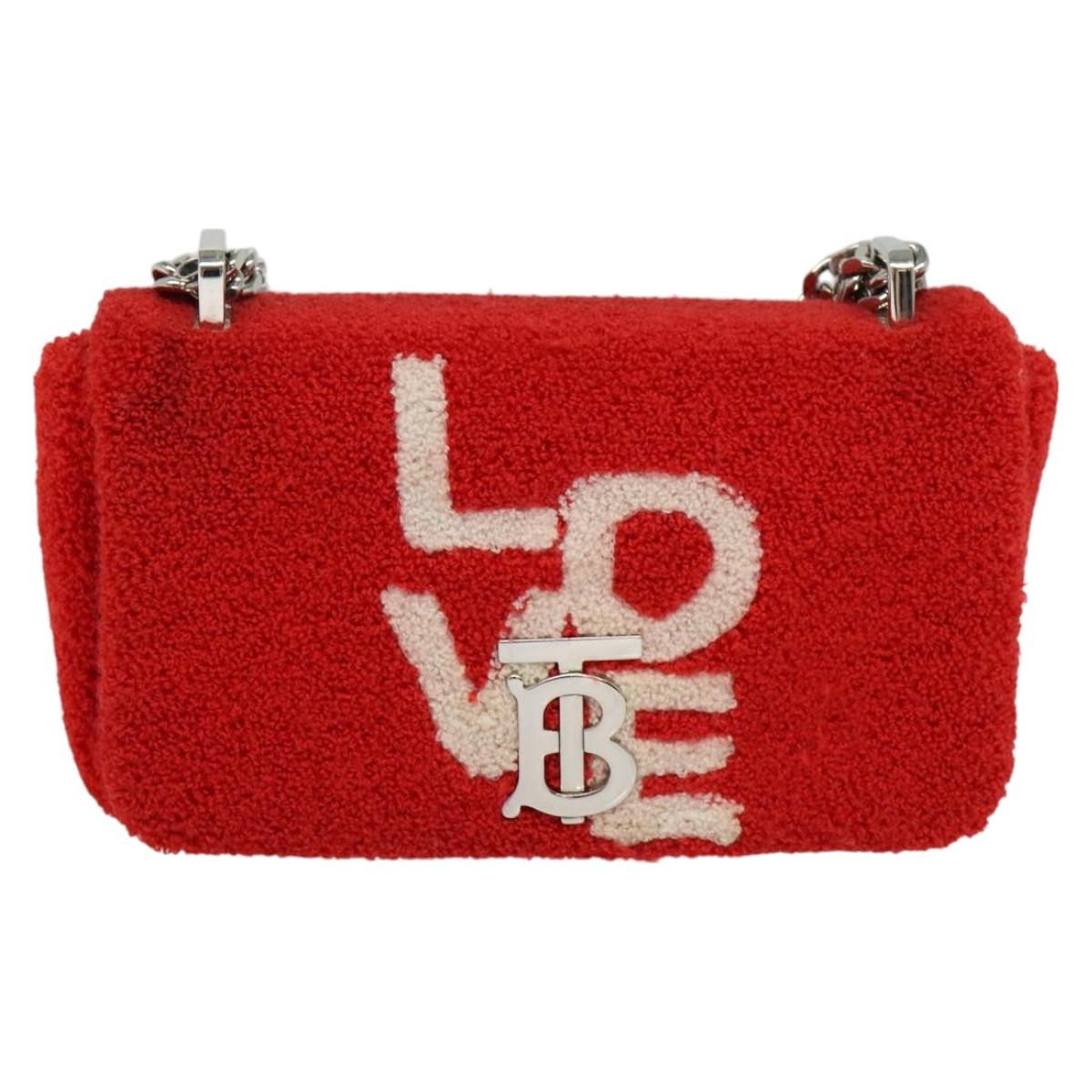 Burberry Lola Shoulder Bag Pile, RED, COTTON, Shoulder bag