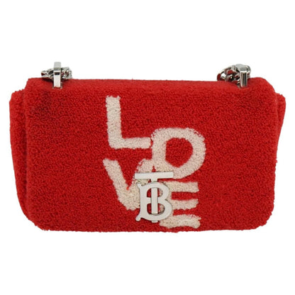 Burberry Lola Shoulder Bag Pile, RED, COTTON, Shoulder bag