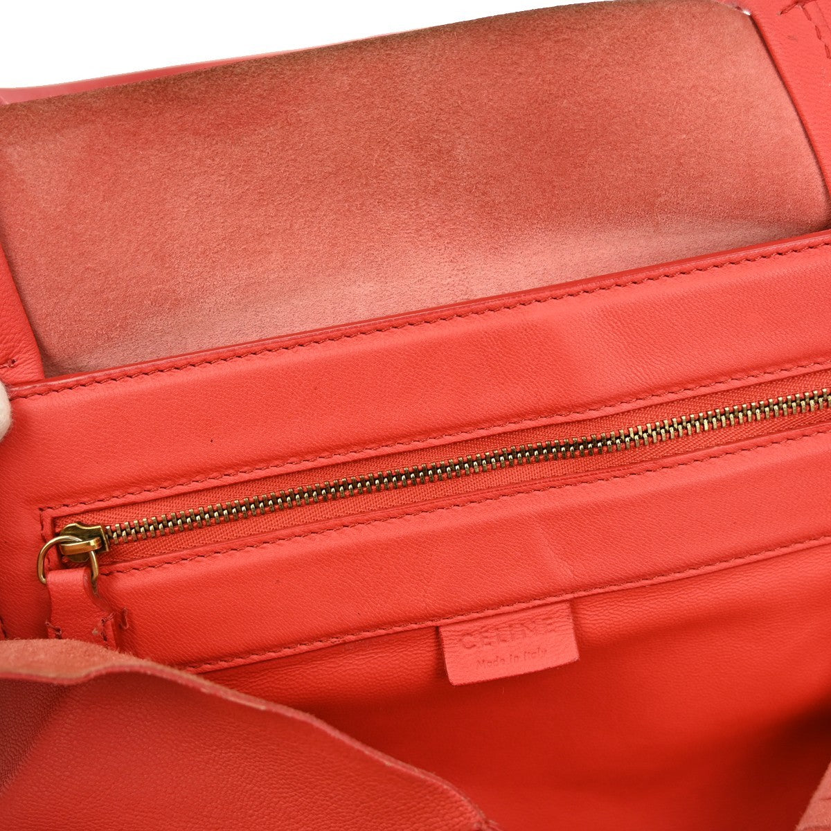 Celine Horizontal Cabas Tote Leather, RED, LEATHER, Tote bag