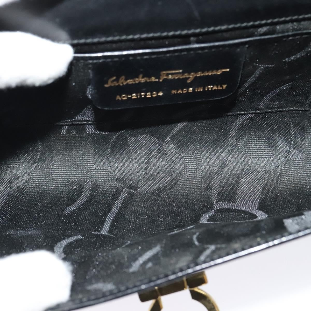 Salvatore Ferragamo Gancini Box Crossbody Bag Leather, BLACK, LEATHER, Shoulder bag