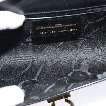 Salvatore Ferragamo Gancini Box Crossbody Bag Leather, BLACK, LEATHER, Shoulder bag
