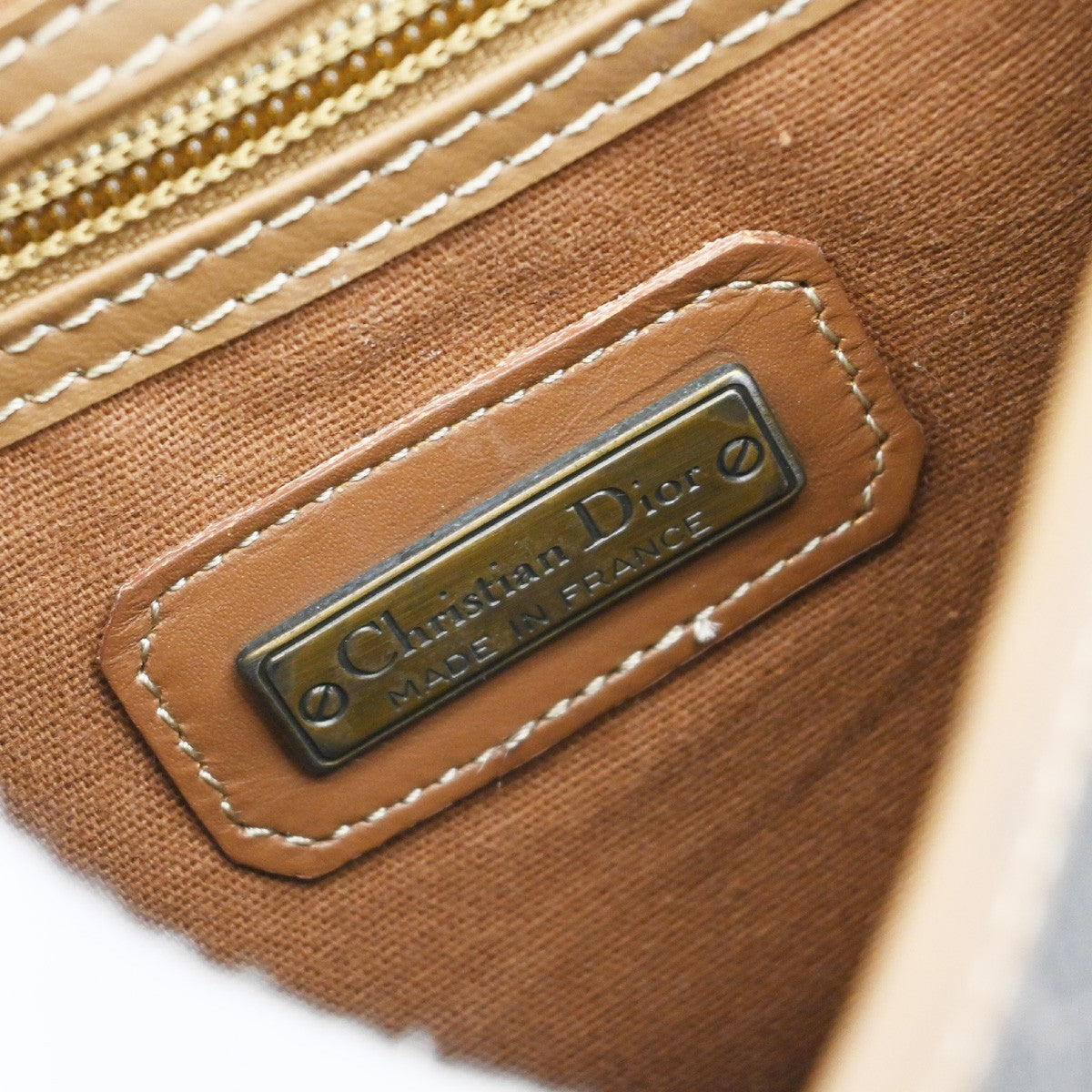 Christian Dior Vintage Honeycomb Shoulder Bag Canvas and Leather, BROWN, PVC, Shoulder bag